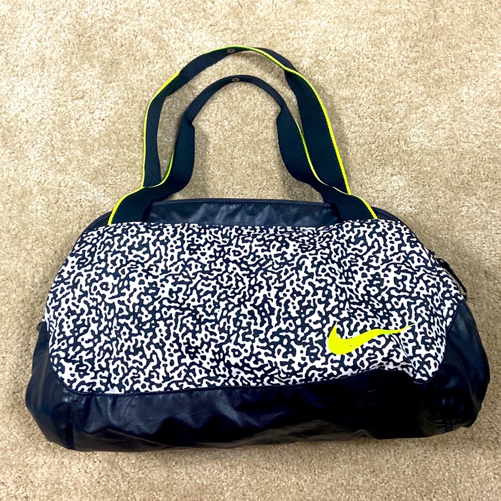 Nike duffel bag sports shoulder bag neon black & white